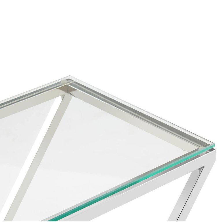 Allure Console Table - Clear Glass - Silver Inverted Prism Base