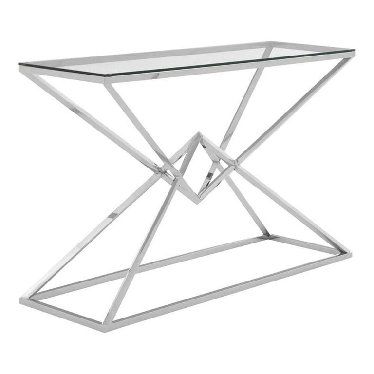 Allure Console Table - Clear Glass - Chrome Corseted Base