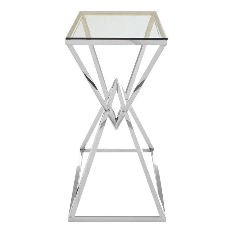 Allure Console Table - Clear Glass - Chrome Corseted Base