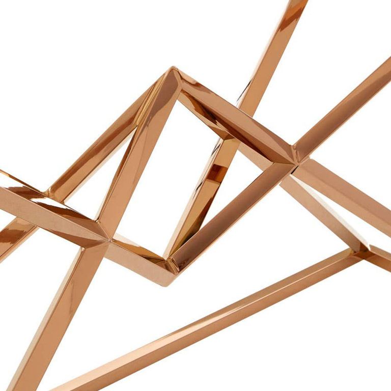 Allure Console Table - Clear Glass - Rose Gold Corseted Base