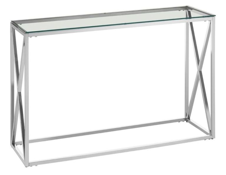 Allure Console Table - Glass - Silver Cross Base