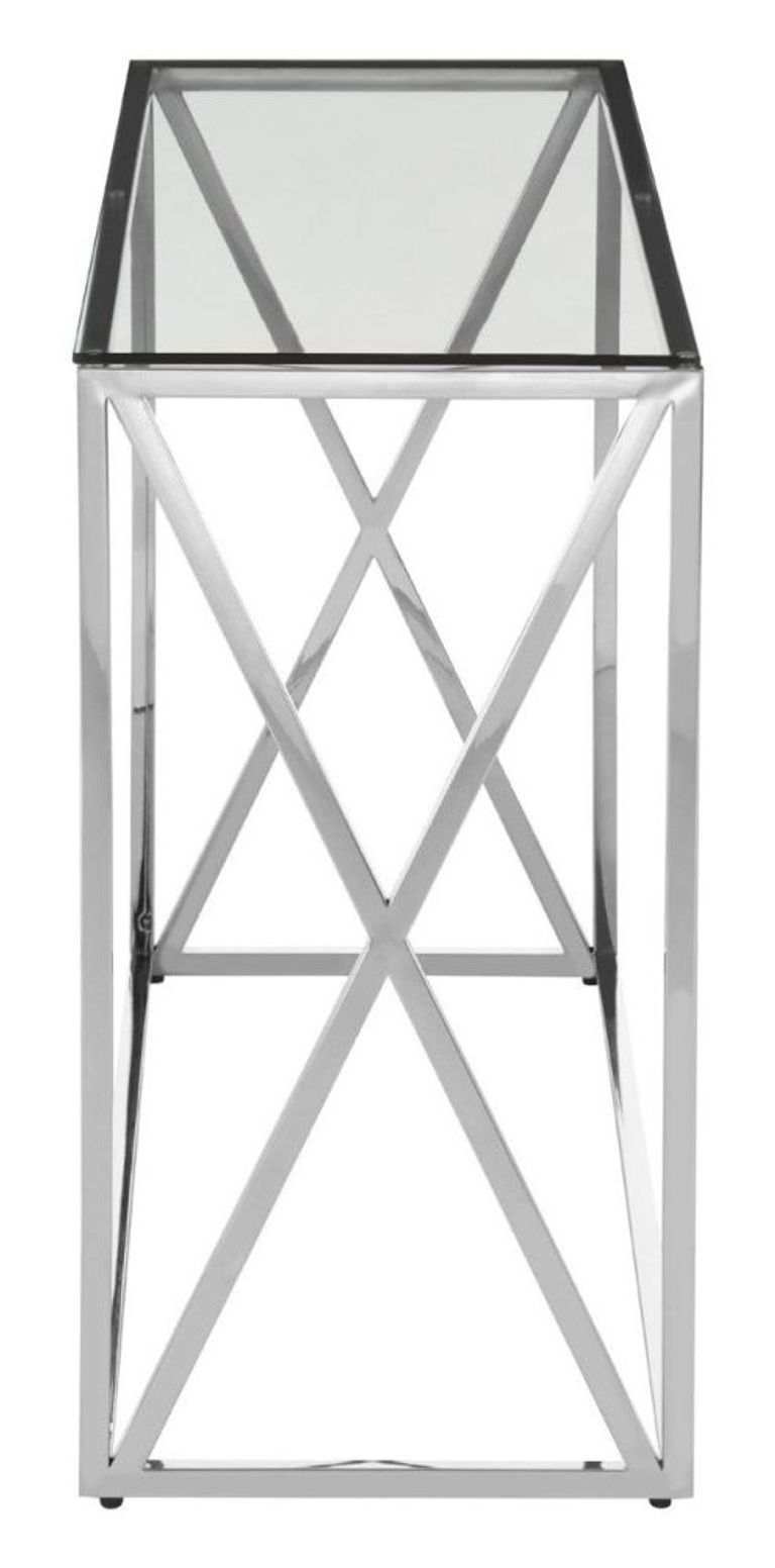 Allure Console Table - Glass - Silver Cross Base