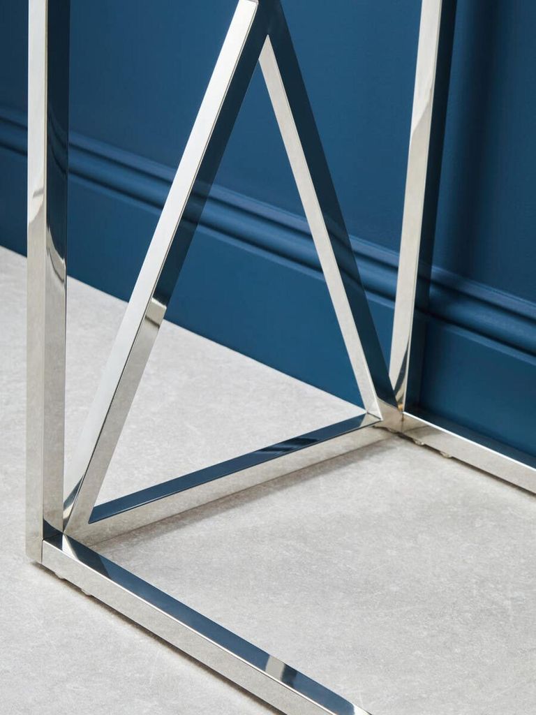 Allure Console Table - Glass - Silver Cross Base