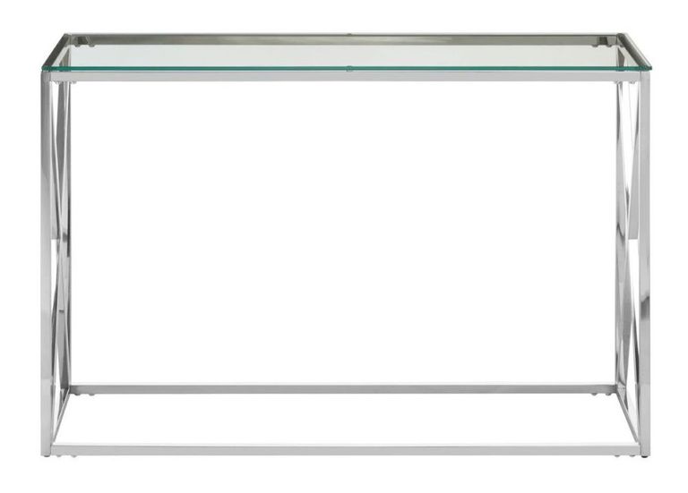Allure Console Table - Glass - Silver Cross Base