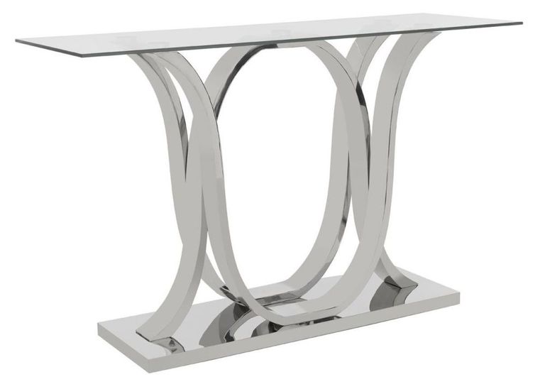 Allure Console Table - Glass - Silver Curved Base