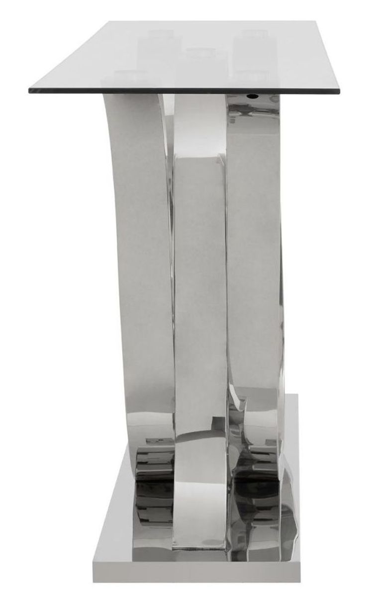 Allure Console Table - Glass - Silver Curved Base