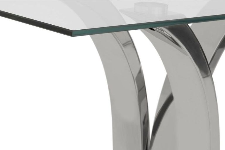 Allure Console Table - Glass - Silver Curved Base