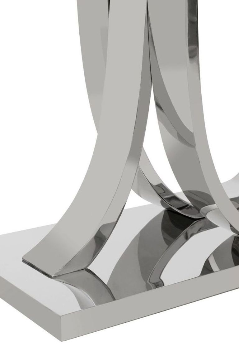 Allure Console Table - Glass - Silver Curved Base