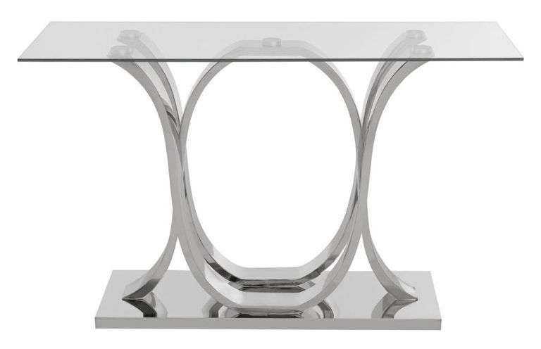 Allure Console Table - Glass - Silver Curved Base