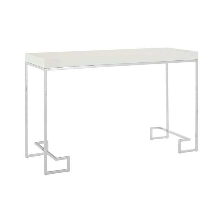 Allure Console Table - White Marble - Chrome Angled Legs