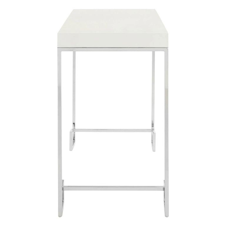 Allure Console Table - White Marble - Chrome Angled Legs