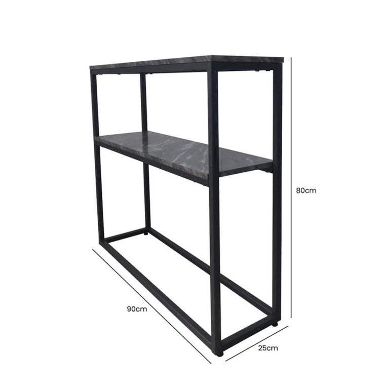 Alora Console Table - Marble Effect and Metal - with Shelf