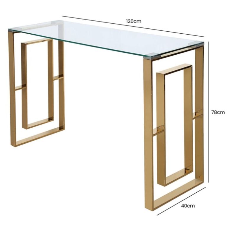 Apex Console Table - Clear Glass and Gold