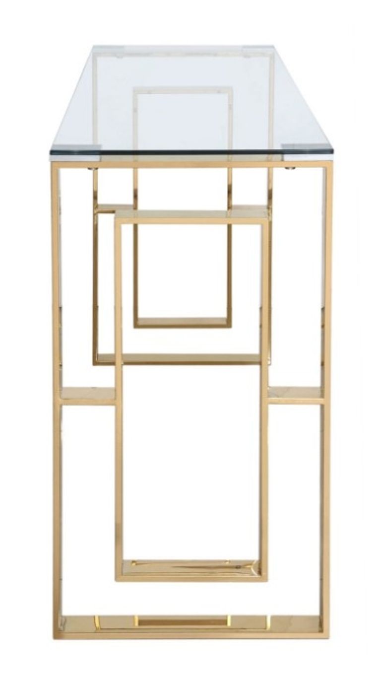 Apex Console Table - Clear Glass and Gold