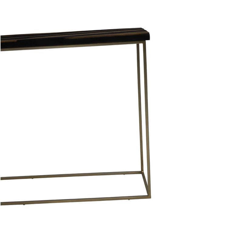 Aris Console Table - Black Acacia Wood with Gold Base