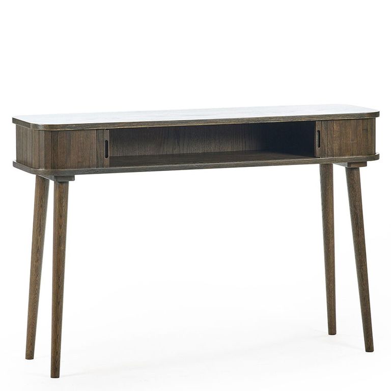 Arya Ribbed Dark Oak Console Table