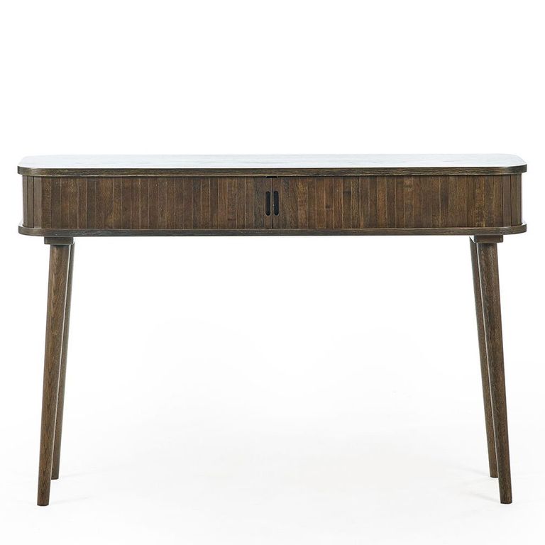 Arya Ribbed Dark Oak Console Table