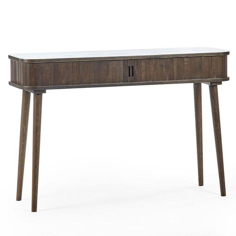Arya Ribbed Dark Oak Console Table