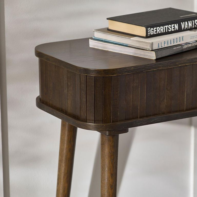 Arya Ribbed Dark Oak Console Table