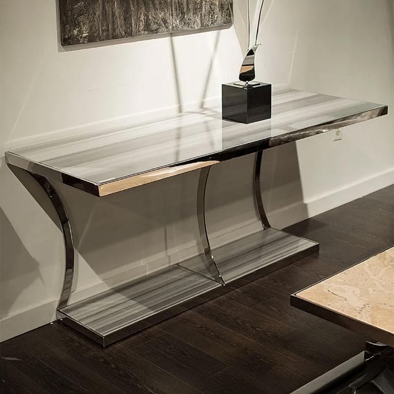 Aurora Console Table - Marble with Stainless Steel Base - Variation Available