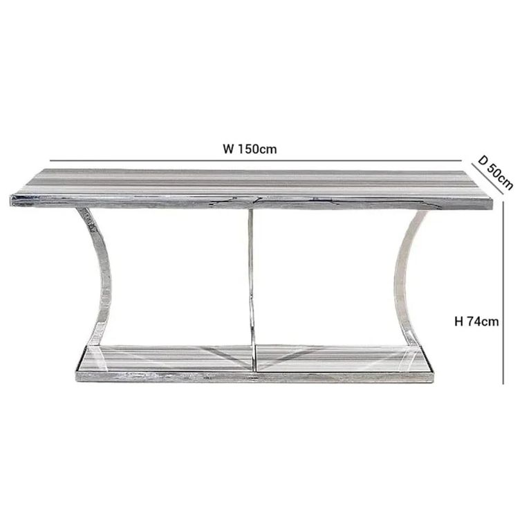 Aurora Console Table - Marble with Stainless Steel Base - Variation Available