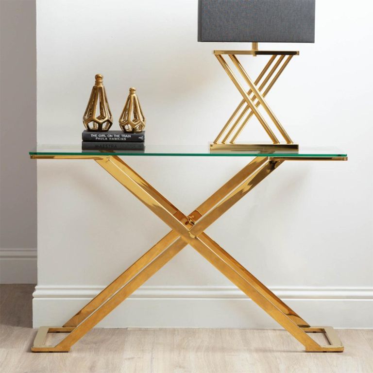 Axel Console Table - Clear Glass and Gold Metal