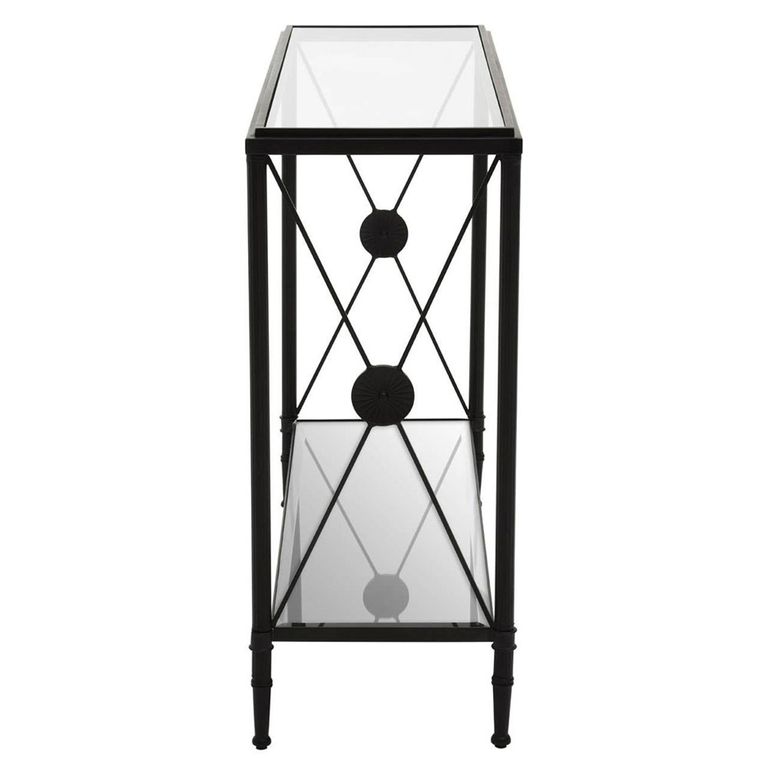 Axis Console Table - Clear Glass with Black Metal