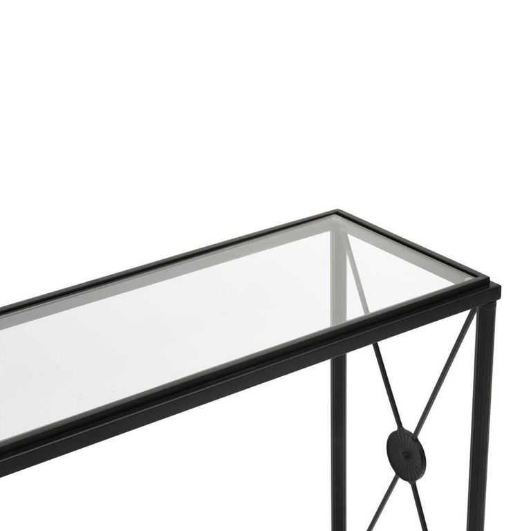 Axis Console Table - Clear Glass with Black Metal