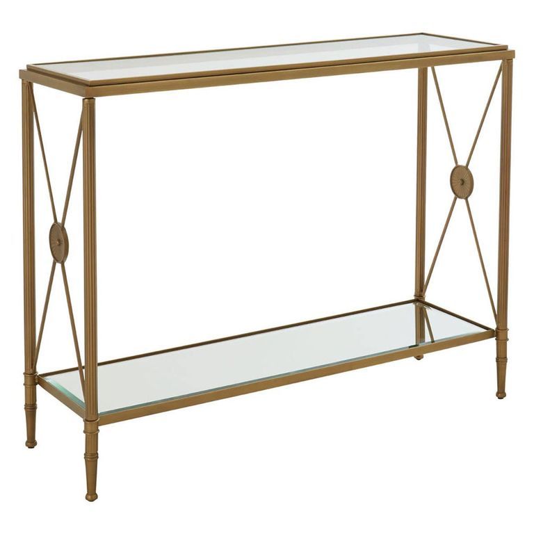 Axis Console Table - Clear Glass with Gold Metal