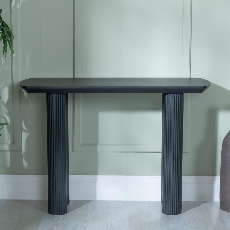 Bern Fluted Black Pedestal Console Table