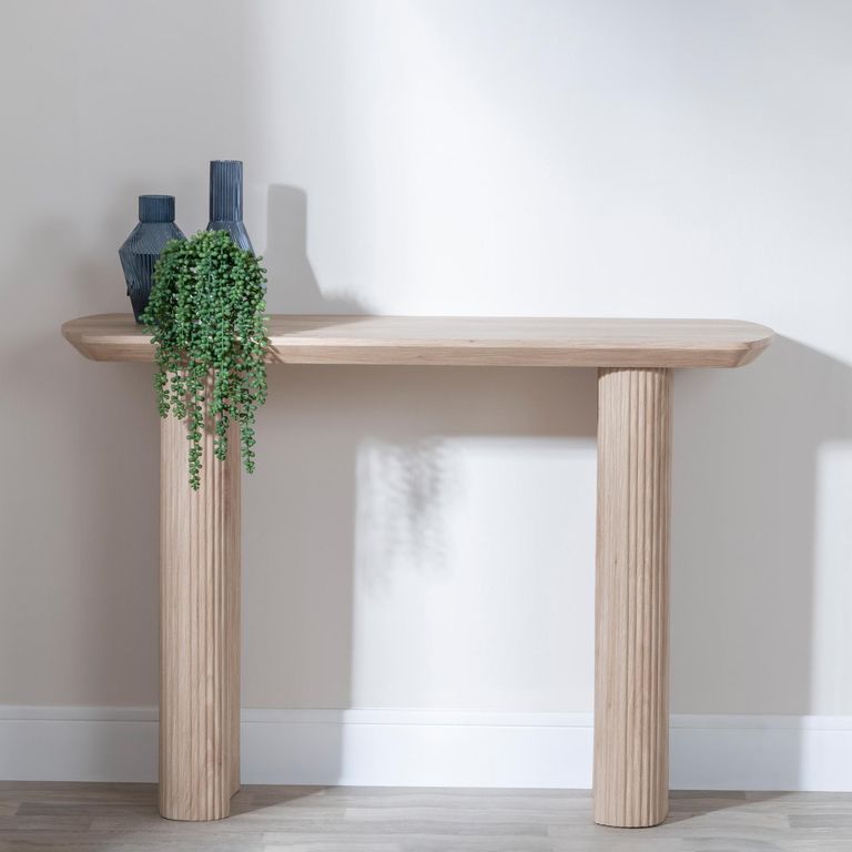 Bern Fluted Oak Effect Pedestal Console Table