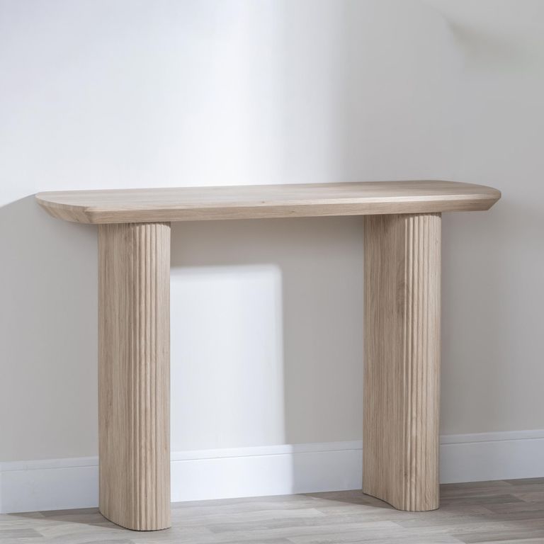 Bern Fluted Oak Effect Pedestal Console Table