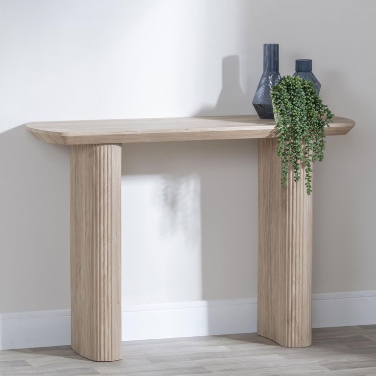 Bern Fluted Oak Effect Pedestal Console Table