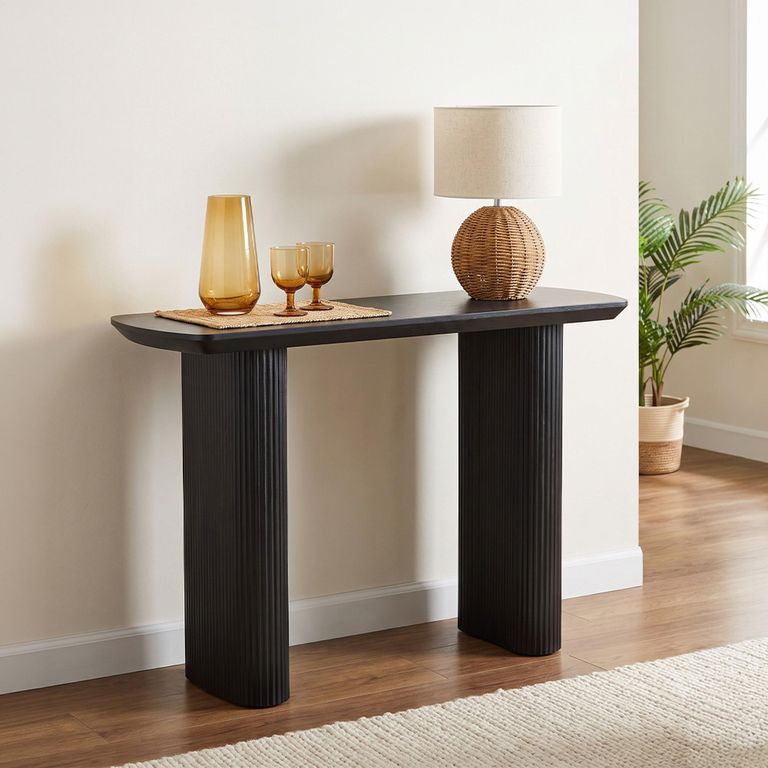 Bern Pedestal Console Table - Black - Fluted