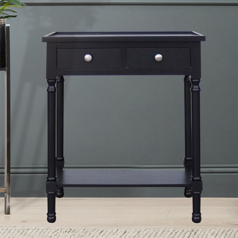 Console Table - Black - 2 Drawer - Small