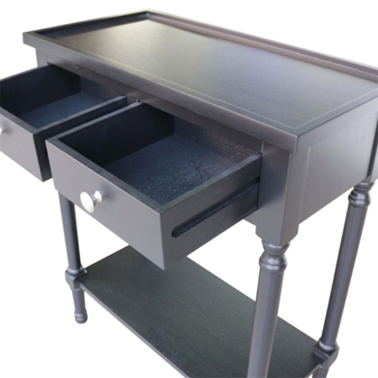 Console Table - Black - 2 Drawer - Small