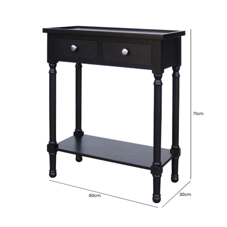 Console Table - Black - 2 Drawer - Small