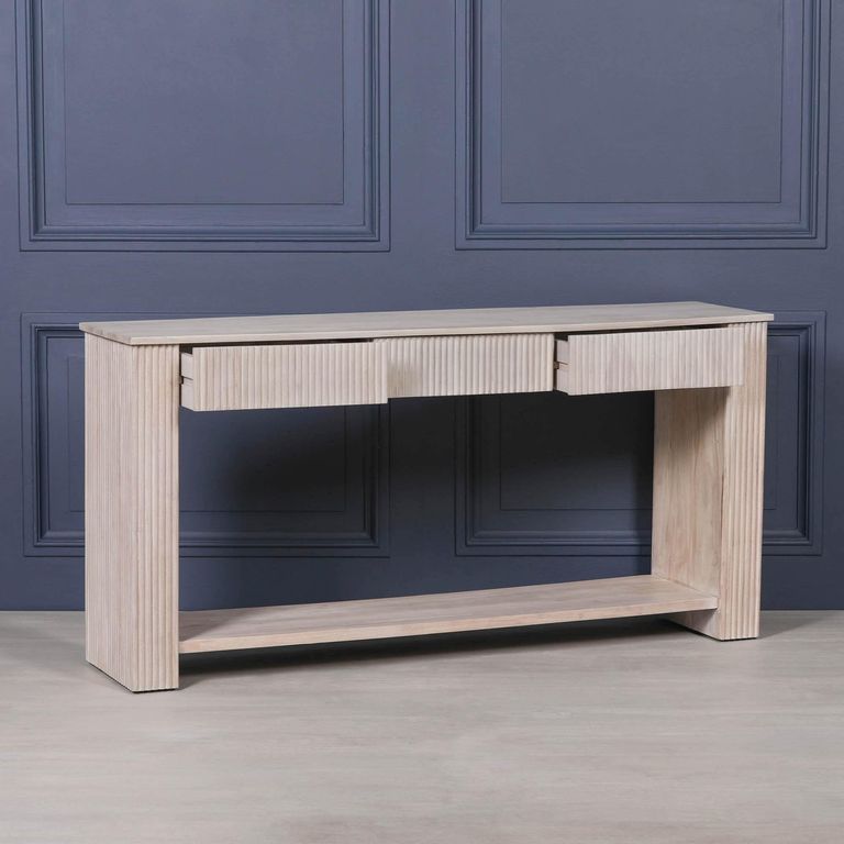 Blanche Acacia Wood Fluted Console Table