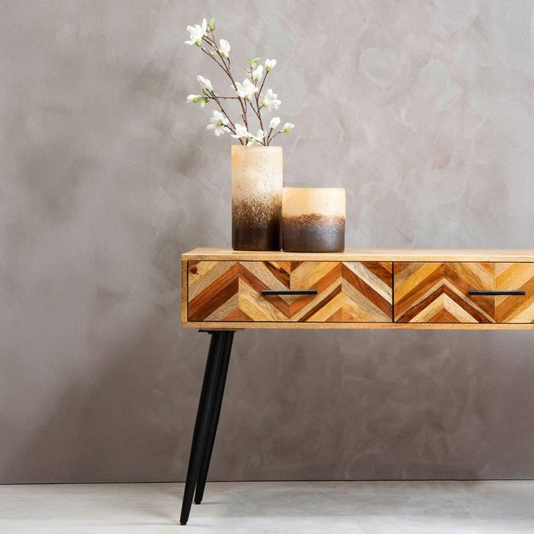 Boho Console Table - 2 Drawer - Natural Mango Wood