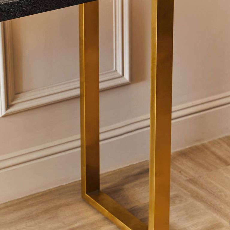 Cardoba Console Tables - Set of 2 - Black Faux Shagreen with Gold Legs