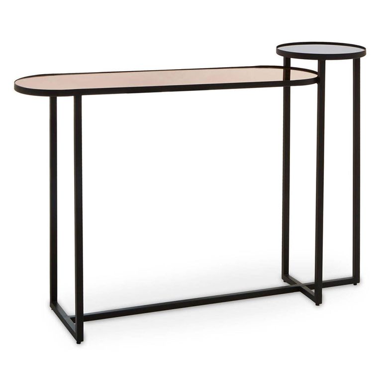 Cercle Console Table - 2 Tier - Oval - Smoked Mirrored