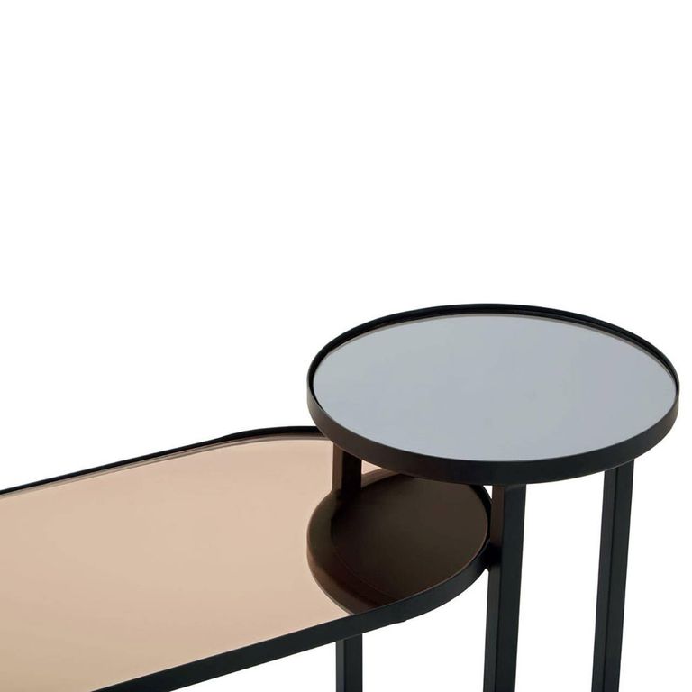 Cercle Console Table - 2 Tier - Oval - Smoked Mirrored
