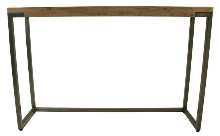 Chevron Mango Wood Console Table - Brushed Gunmetal Base