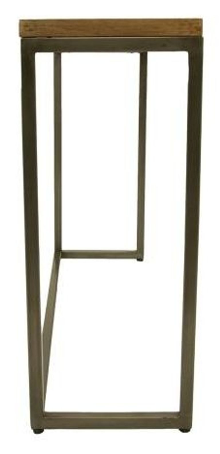 Chevron Mango Wood Console Table - Brushed Gunmetal Base