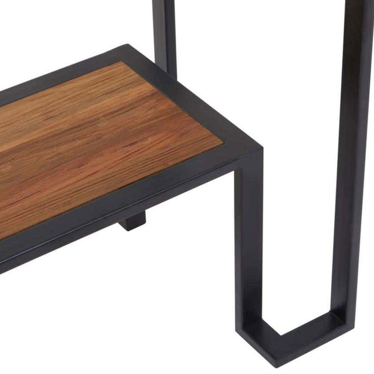 Cibo Console Table - Clear Glass with Black Metal - with Shelf