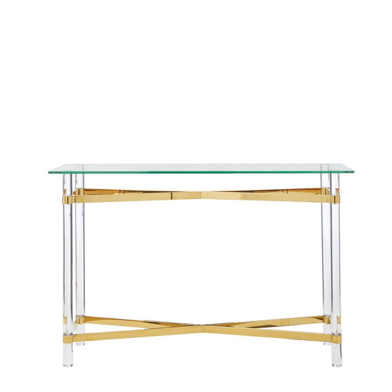 Clarence Console Table - Clear Glass with Gold Metal