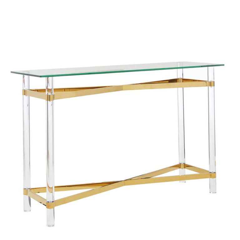 Clarence Console Table - Clear Glass with Gold Metal