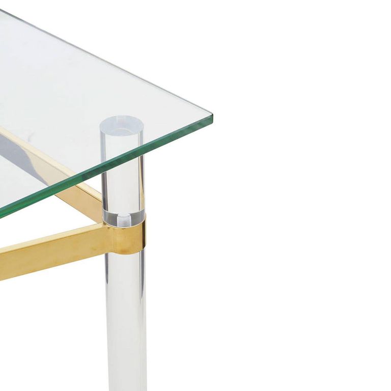 Clarence Console Table - Clear Glass with Gold Metal