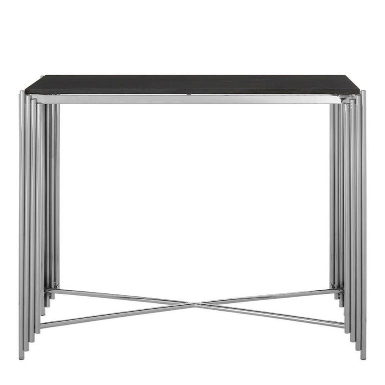 Clarice Console Table - Black Granite with Chrome