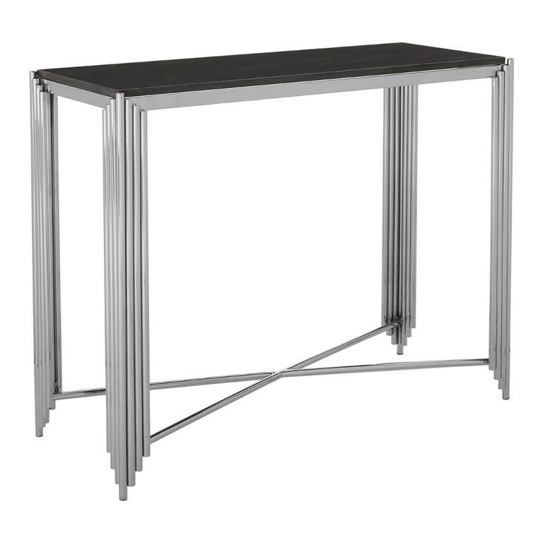Clarice Console Table - Black Granite with Chrome